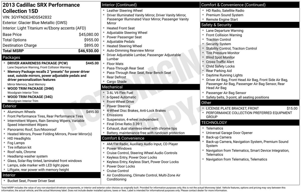 Used 2013 Cadillac SRX Performance w/ Driver Awareness Package FWD image 29