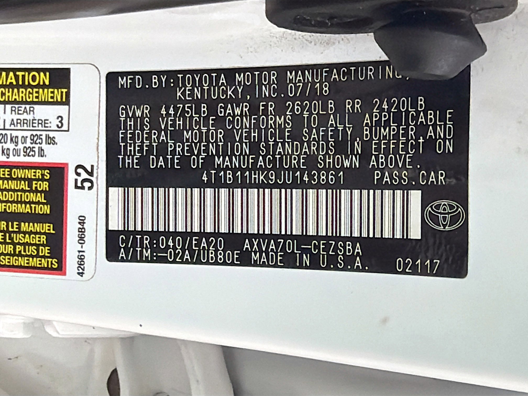 Used 2018 Toyota Camry SE w/ Moonroof Package image 12