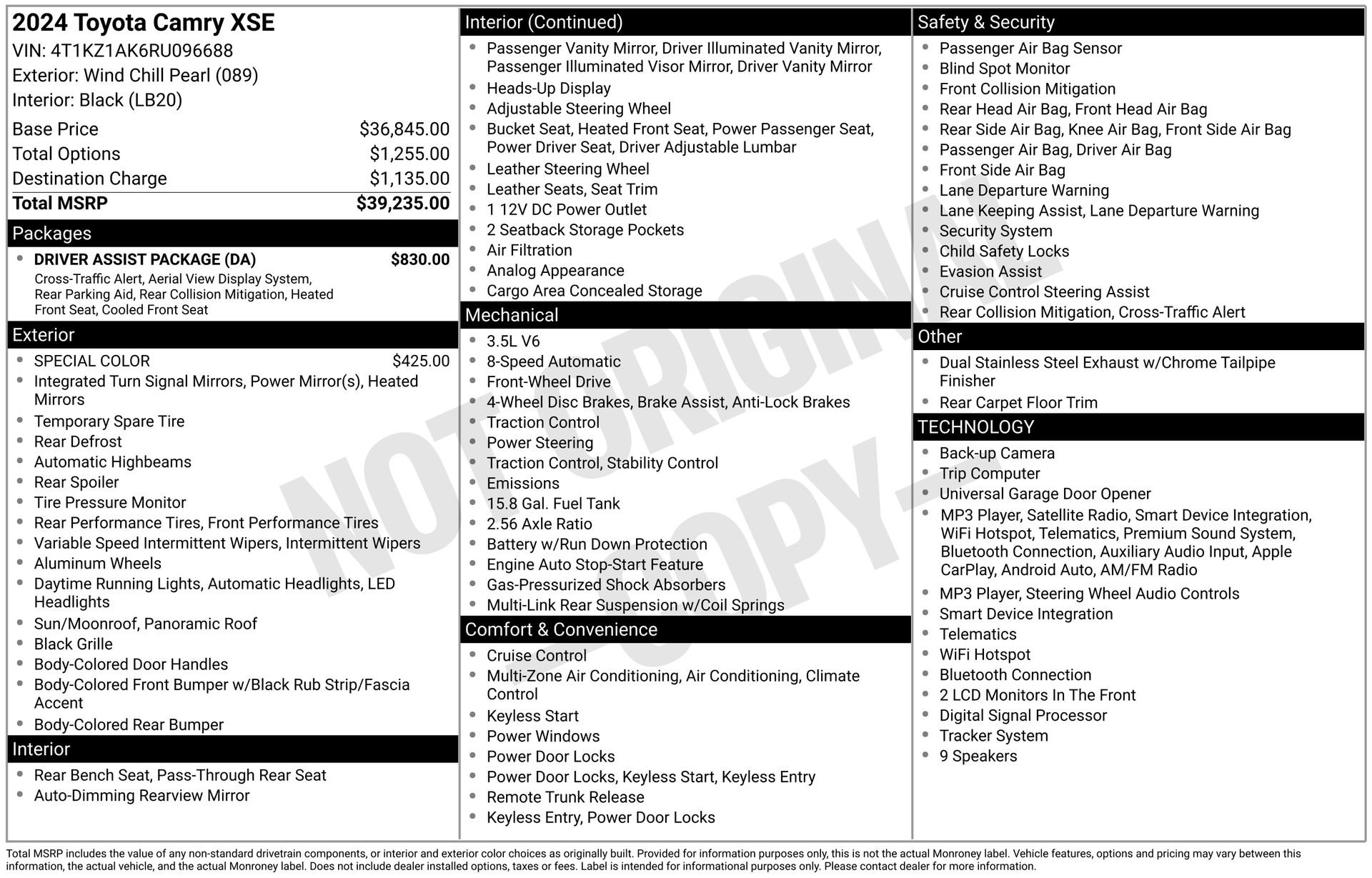 Used 2024 Toyota Camry XSE w/ Driver Assist Package FWD image 37