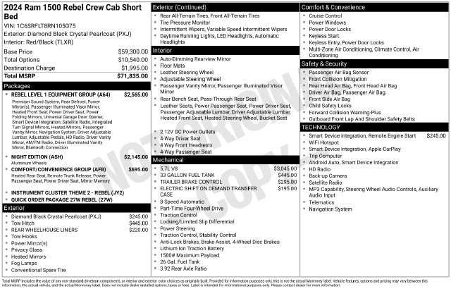 Used 2024 RAM 1500 Rebel w/ Rebel Level 1 Equipment Group AWD/4WD image 17