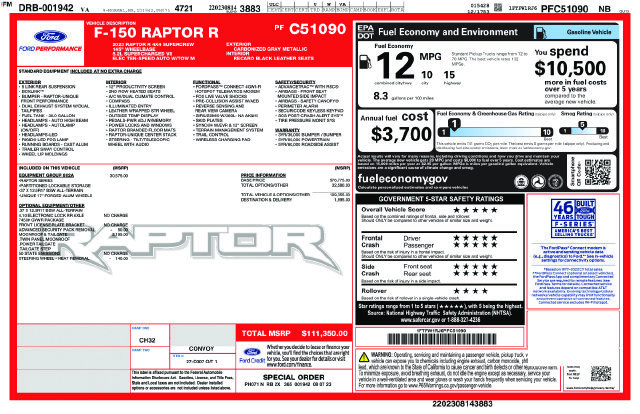 Used 2023 Ford F150 Raptor w/ Equipment Group 802A Raptor R AWD/4WD image 68
