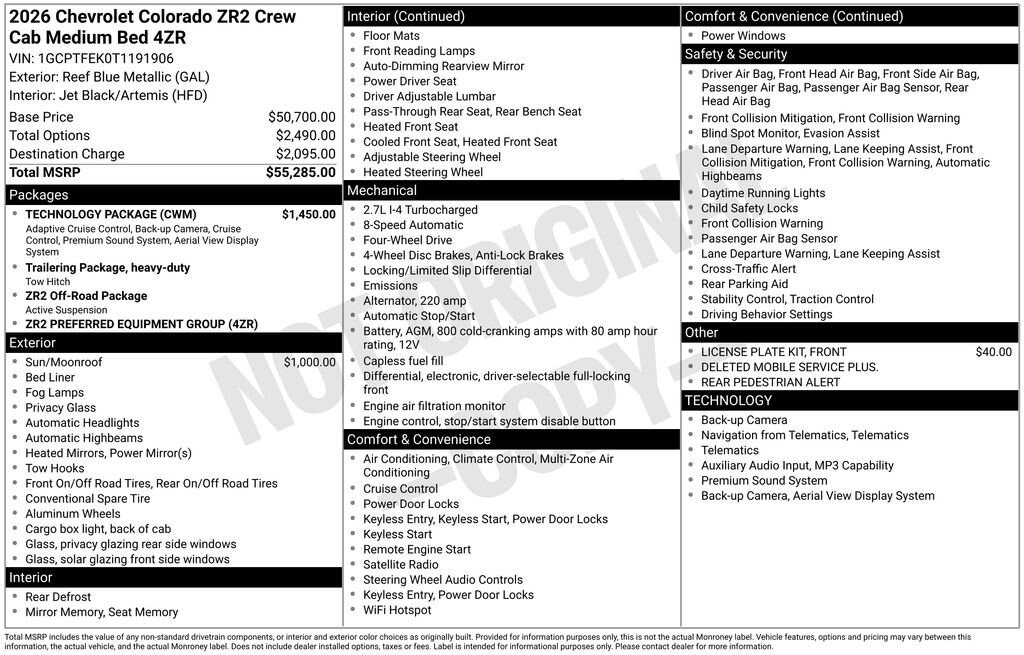 New 2026 Chevrolet Colorado ZR2 w/ Technology Package AWD/4WD image 27