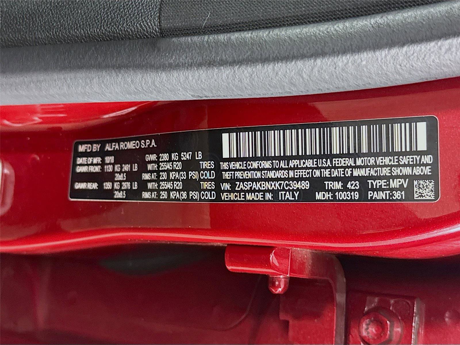 Used 2019 Alfa Romeo Stelvio Ti Sport w/ Quick Order Package 22S Sport AWD/4WD image 39