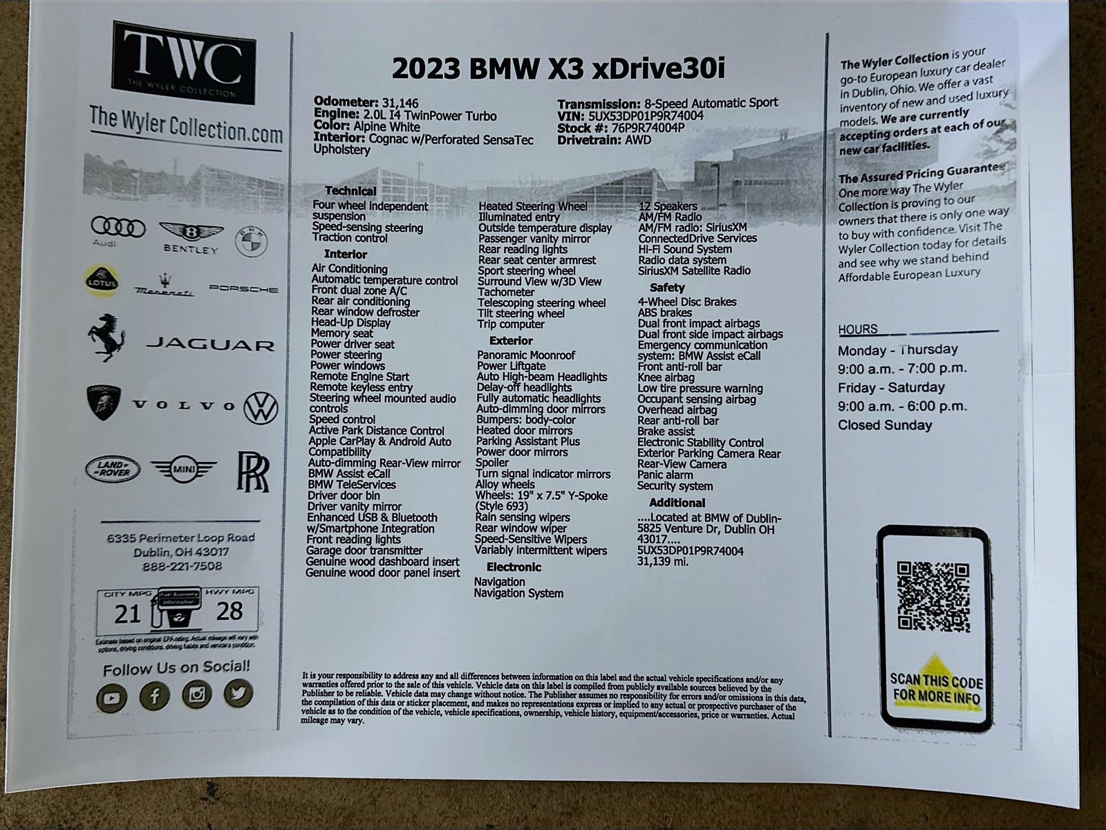 Used 2023 BMW X3 xDrive30i w/ Convenience Package AWD/4WD image 47