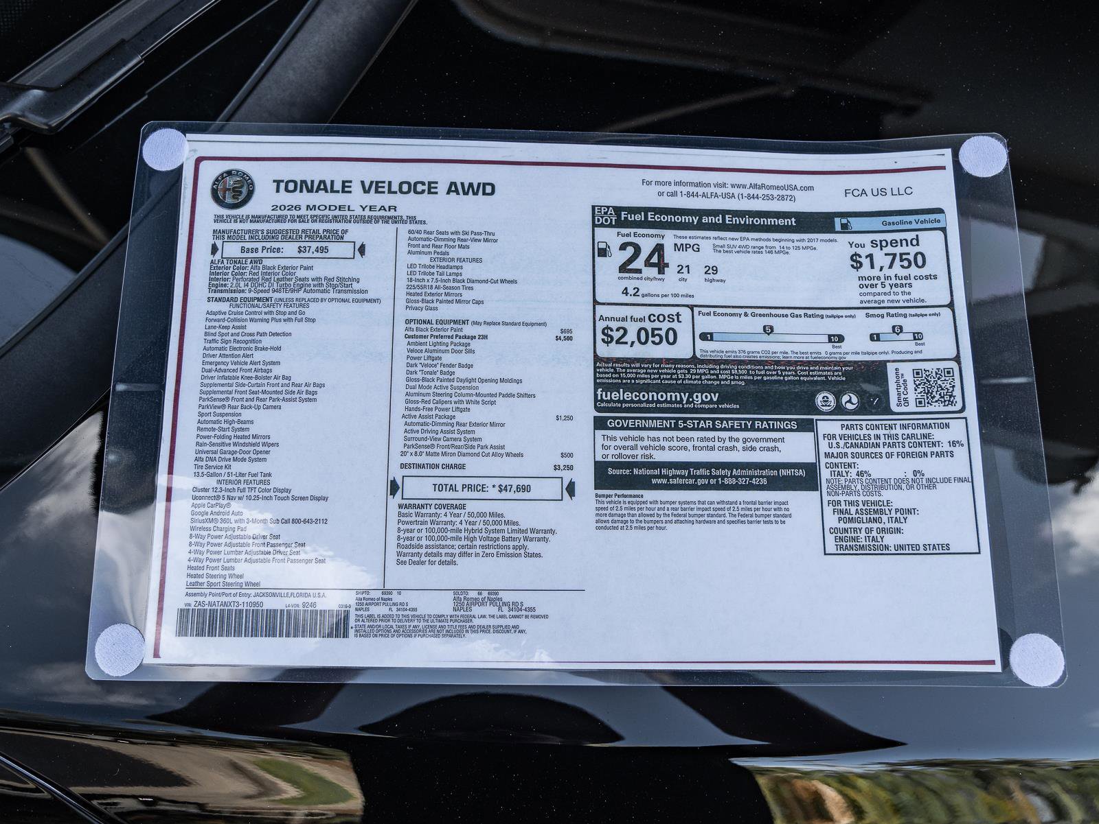 New 2026 Alfa Romeo Tonale Veloce w/ Quick Order Package 23H Volce image 45