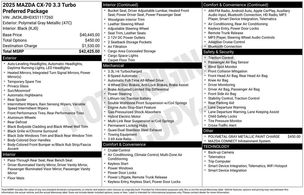 Certified 2025 MAZDA CX-70 3.3 Turbo w/ Preferred Package image 10