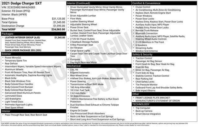 Used 2021 Dodge Charger SXT w/ Leather Interior Group image 15