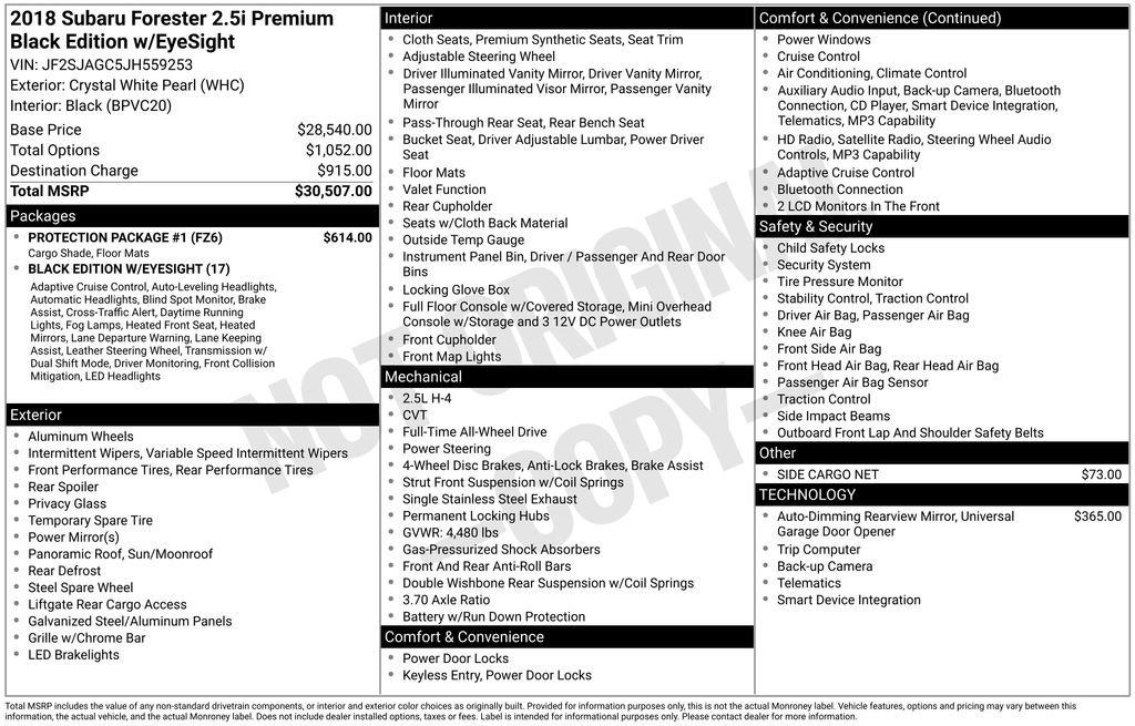 Used 2018 Subaru Forester 2.5i Premium w/ Protection Package #1 image 17