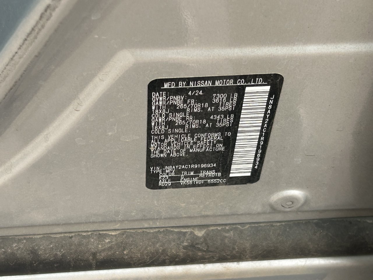 Certified 2024 Nissan Armada SV RWD image 12