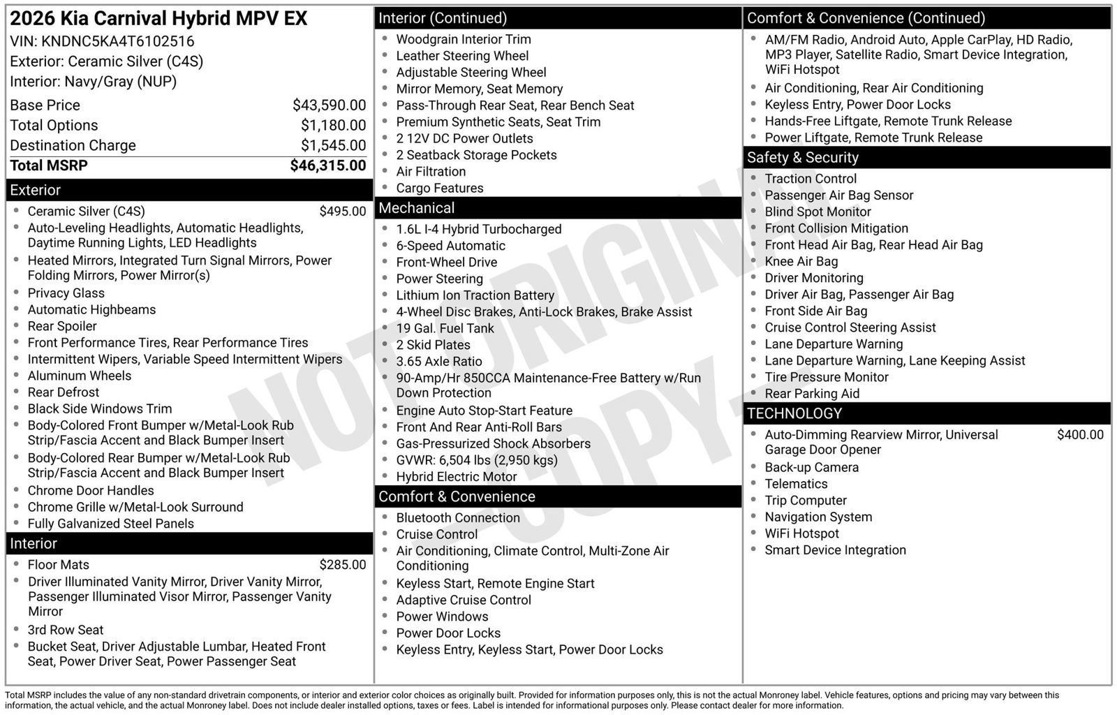Used 2026 Kia Carnival EX FWD image 3
