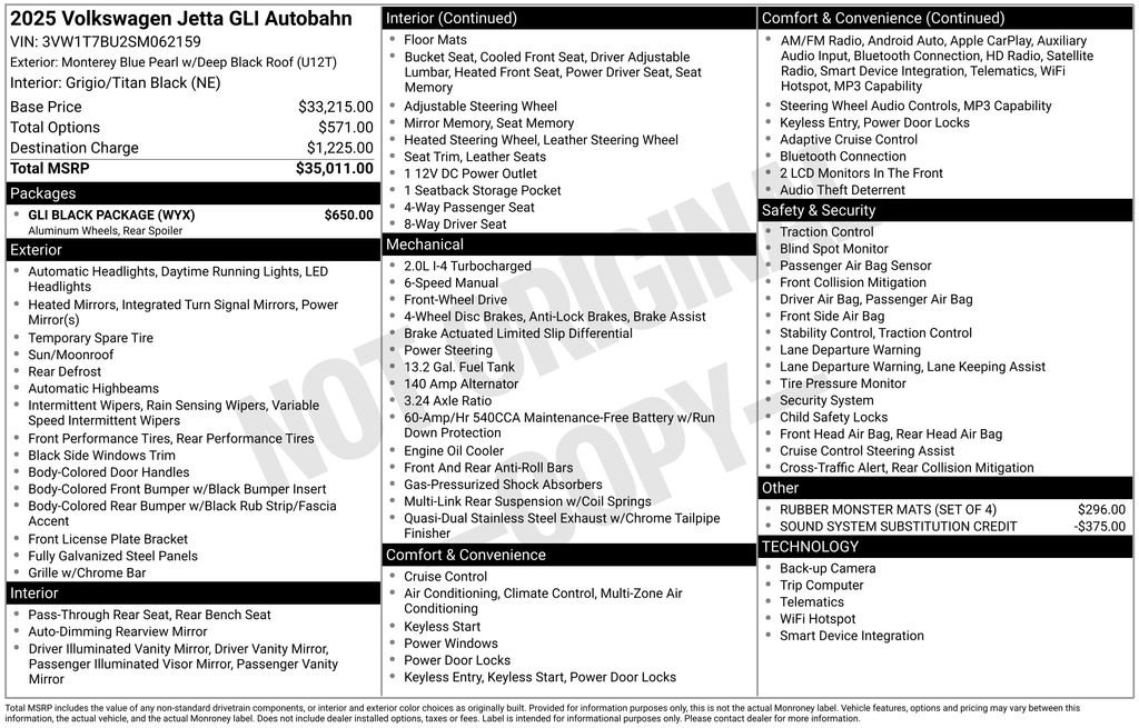 Certified 2025 Volkswagen Jetta GLI Autobahn w/ GLI Black Package FWD image 9