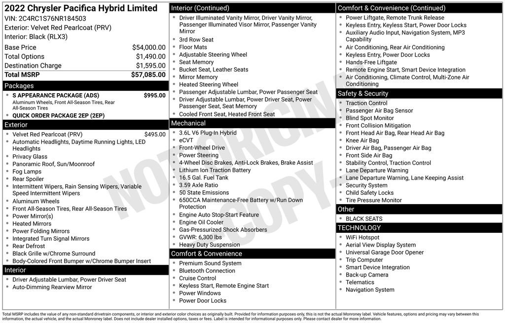 Used 2022 Chrysler Pacifica Limited w/ S Appearance Package image 38