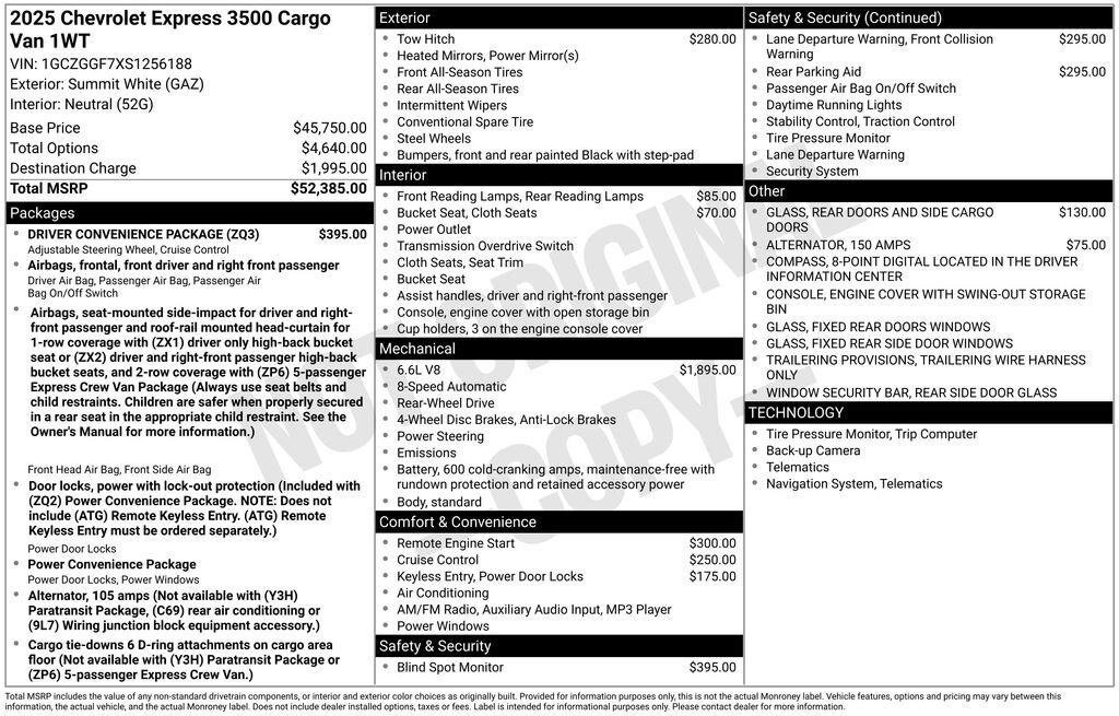 New 2025 Chevrolet Express 3500 w/ Driver Convenience Package image 17