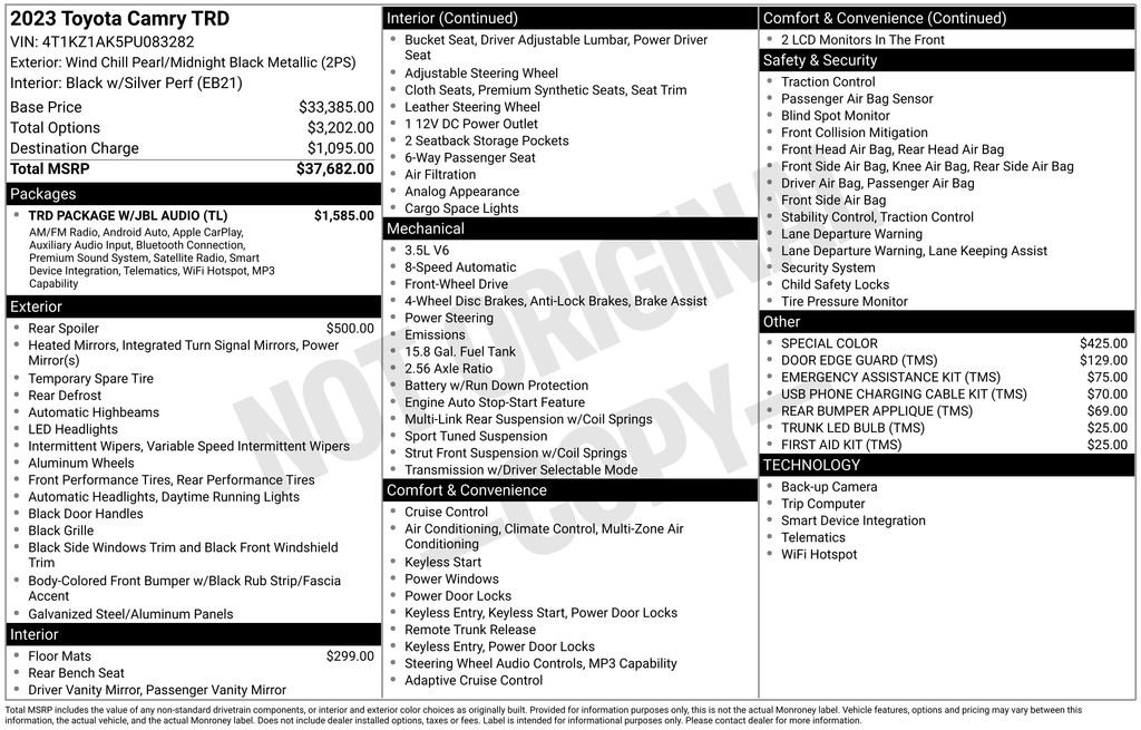 Used 2023 Toyota Camry TRD w/ TRD Package w/JBL Audio FWD image 4