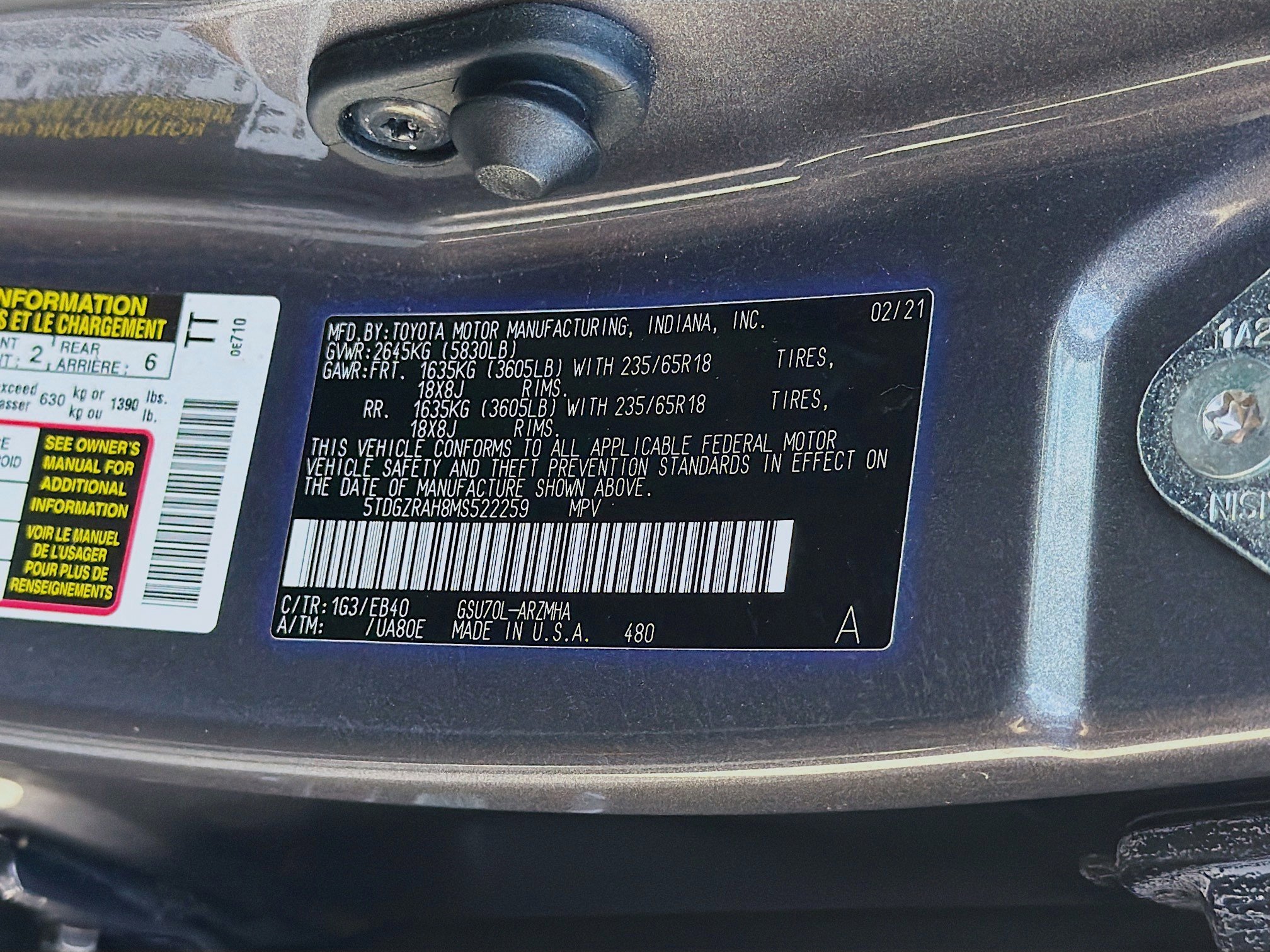 Used 2021 Toyota Highlander XLE FWD image 40