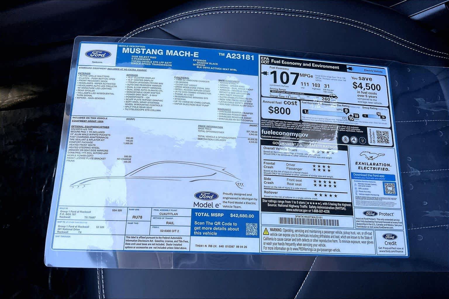 New 2026 Ford Mustang Mach-E Select w/ Comfort Package Lite RWD image 19