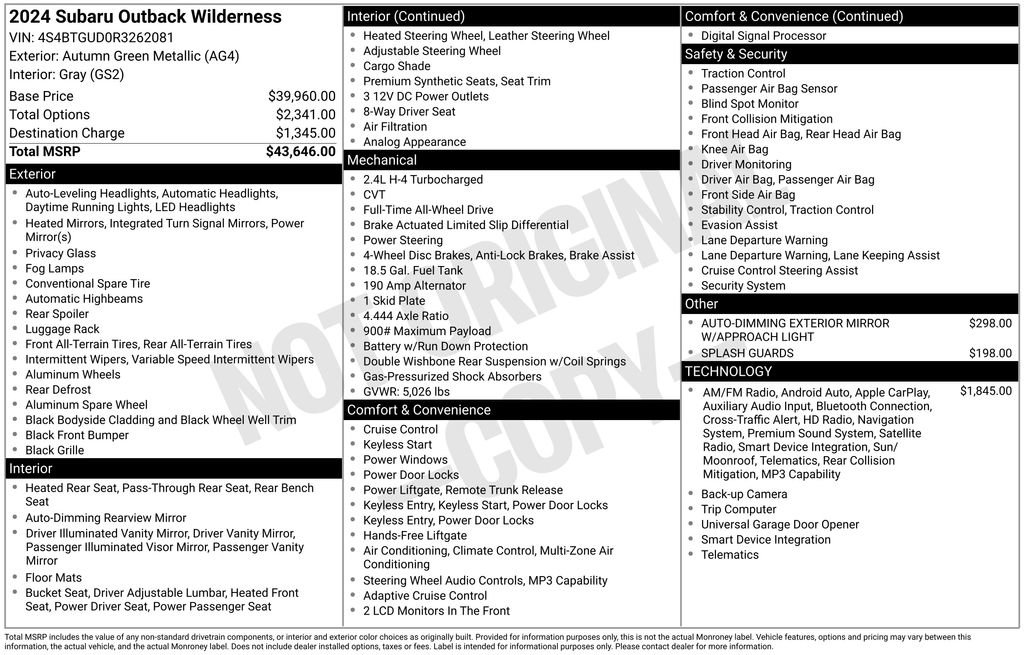 Used 2024 Subaru Outback Wilderness AWD/4WD image 36
