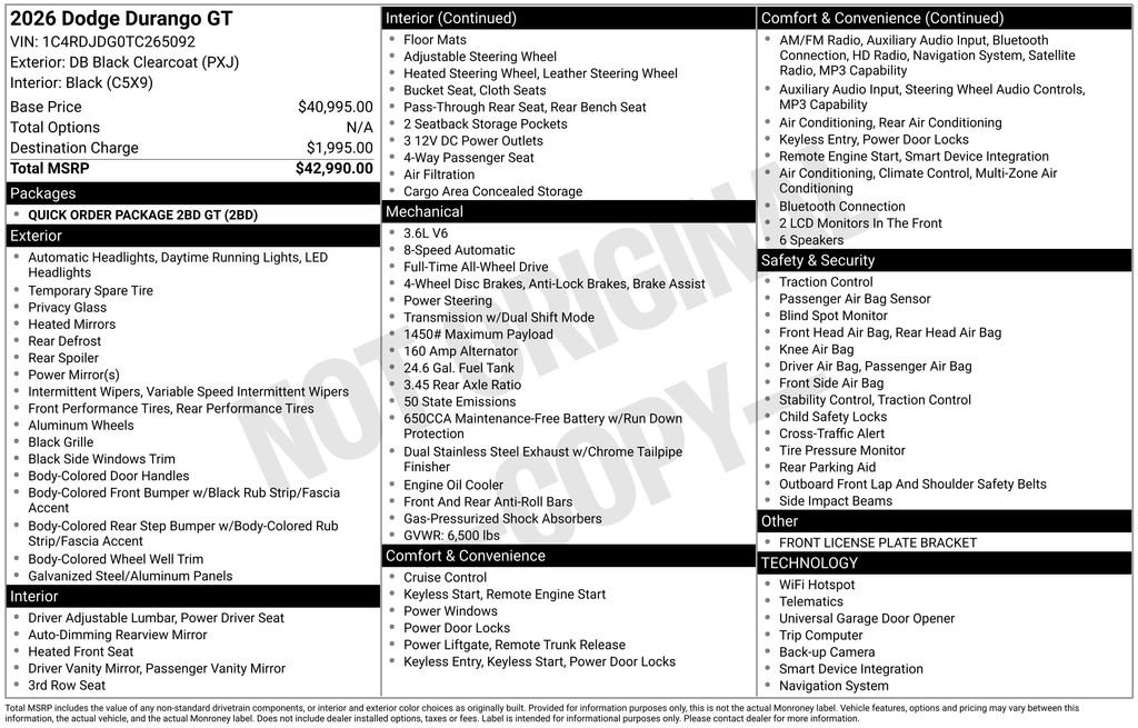 Certified 2026 Dodge Durango GT AWD/4WD image 46