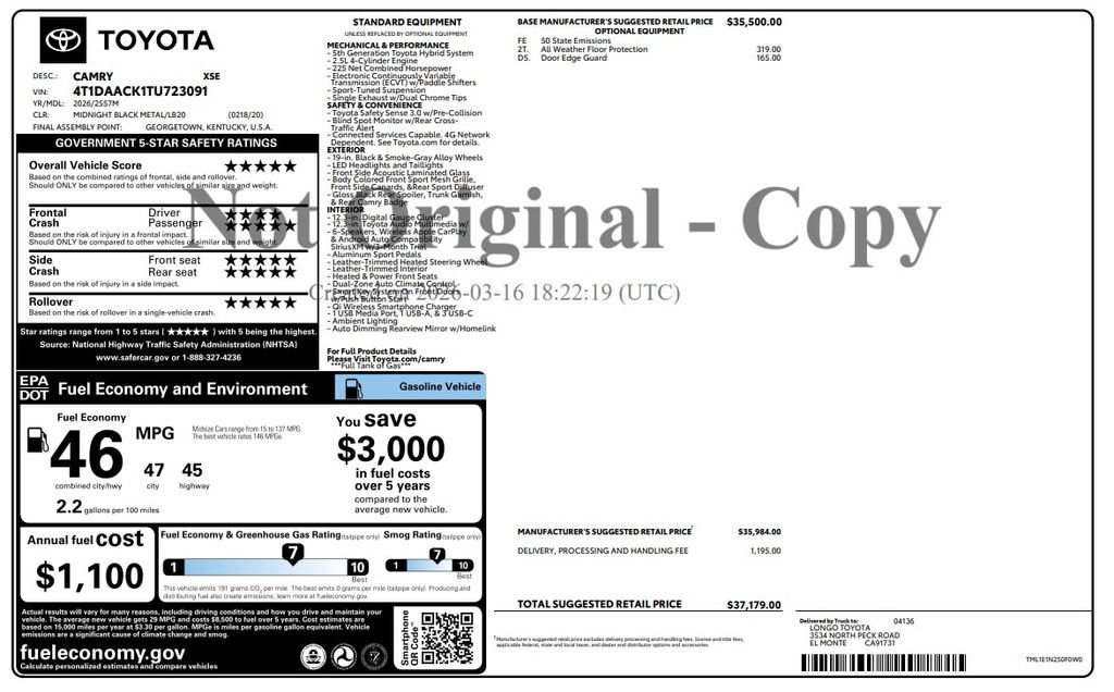 Used 2026 Toyota Camry XSE FWD image 2