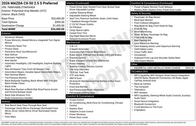 Used 2026 MAZDA CX-50 AWD 2.5 S w/ Preferred Pkg image 8