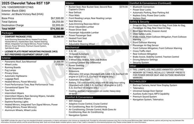 Used 2025 Chevrolet Tahoe RST w/ Comfort Package RWD image 31