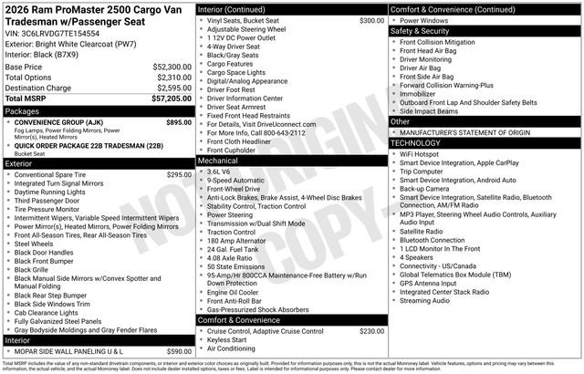 Used 2026 RAM ProMaster 2500 w/ Convenience Group FWD image 32