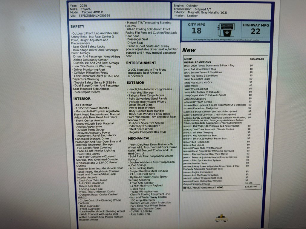Used 2020 Toyota Tacoma TRD Sport image 17