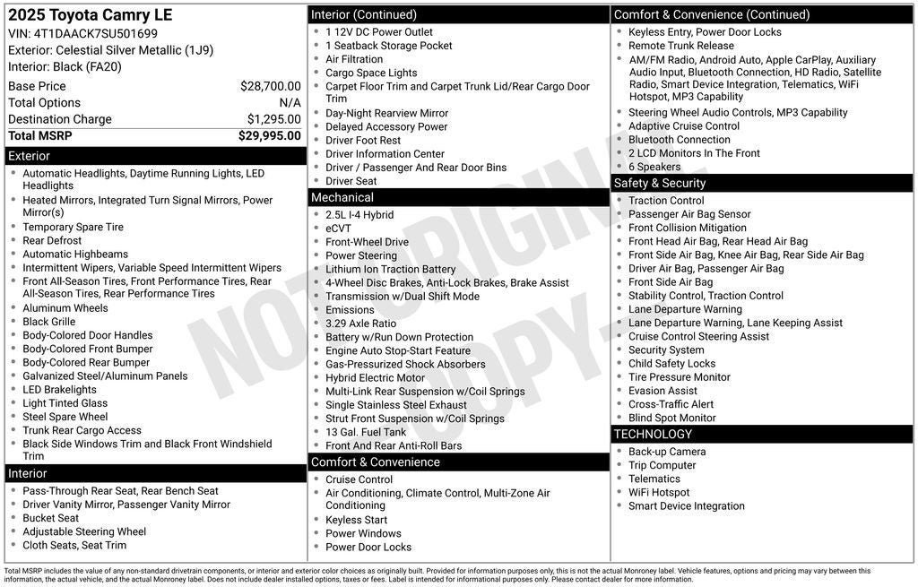 Certified 2025 Toyota Camry LE FWD image 3