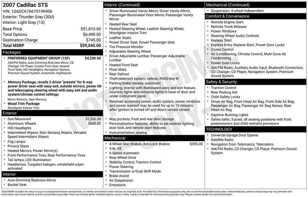 Used 2007 Cadillac STS V8 w/ Preferred Equipment Group image 2