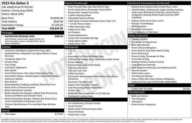 Used 2023 Kia Seltos S w/ Navigation Package image 31