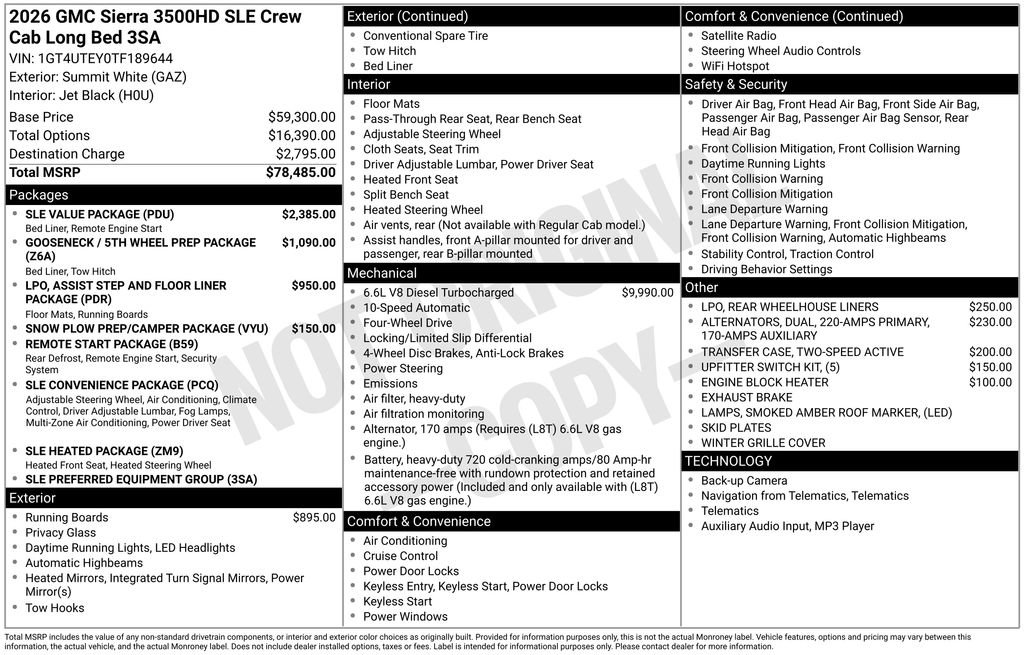 New 2026 GMC Sierra 3500 SLE w/ SLE Value Package image 51