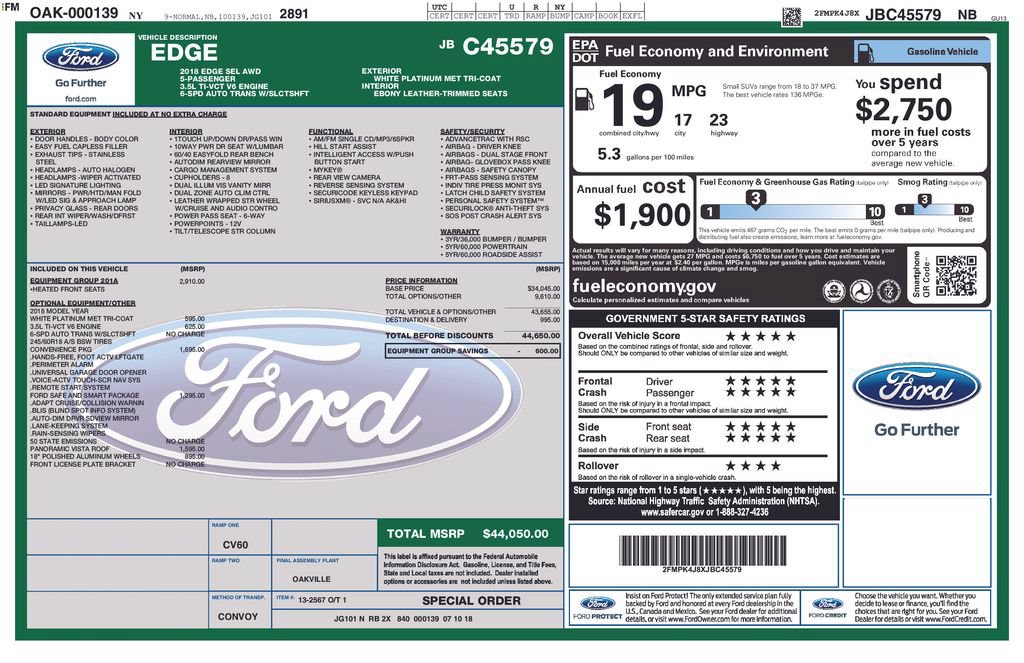 Used 2018 Ford Edge SEL w/ Equipment Group 201A AWD/4WD image 47