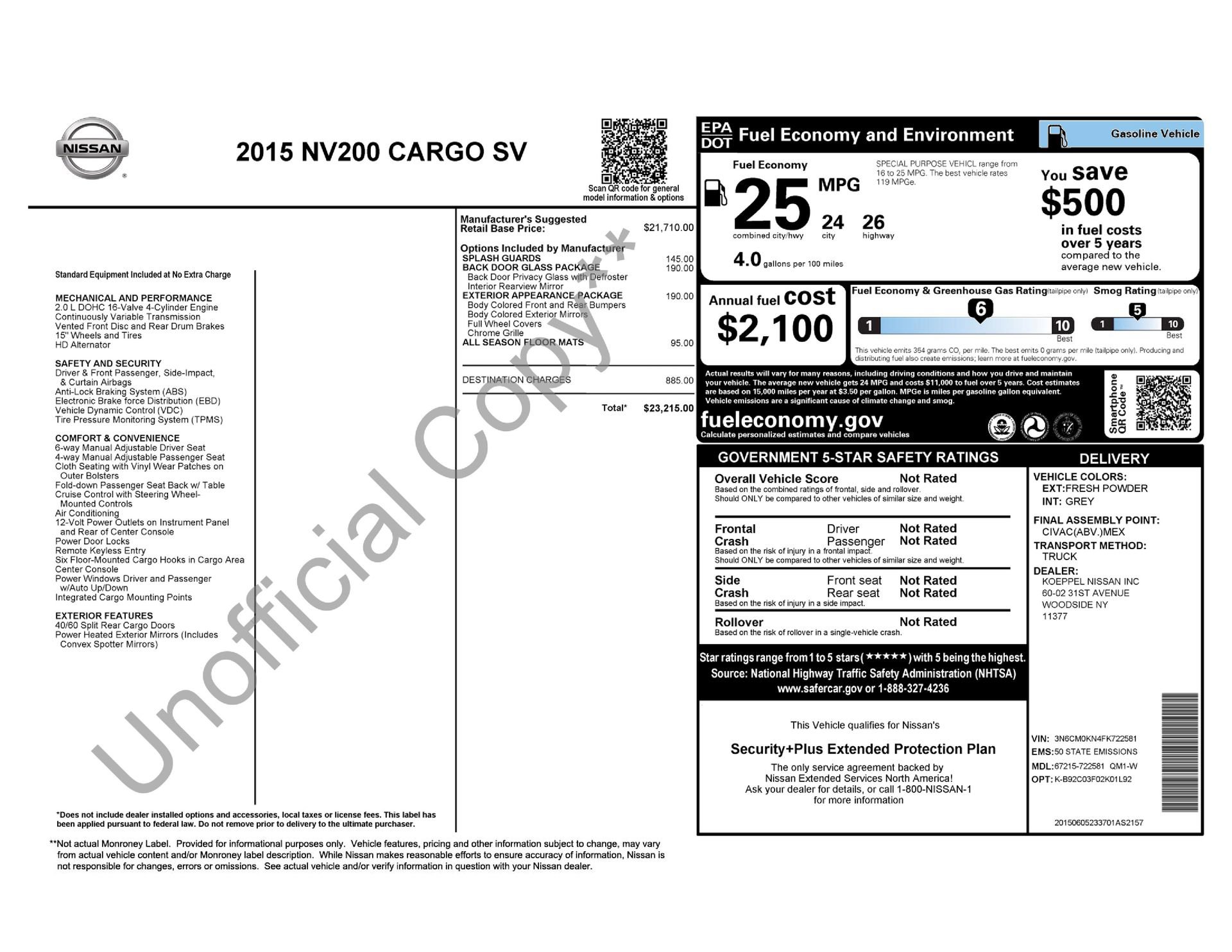Used 2015 Nissan NV200 SV w/ Back Door Glass Package image 3