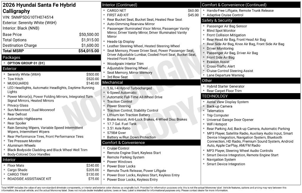 New 2026 Hyundai Santa Fe Calligraphy AWD/4WD image 5