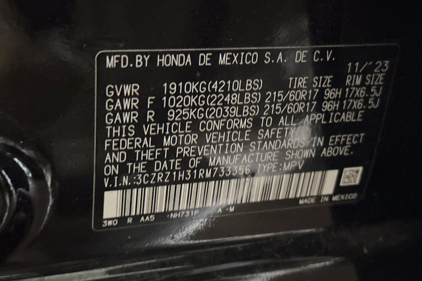 Used 2024 Honda HR-V LX image 3