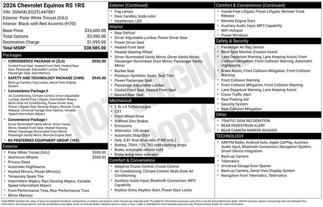 New 2026 Chevrolet Equinox RS w/ Convenience Package III FWD image 6