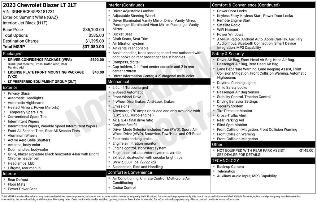 Used 2023 Chevrolet Blazer LT w/ Driver Confidence Package image 24