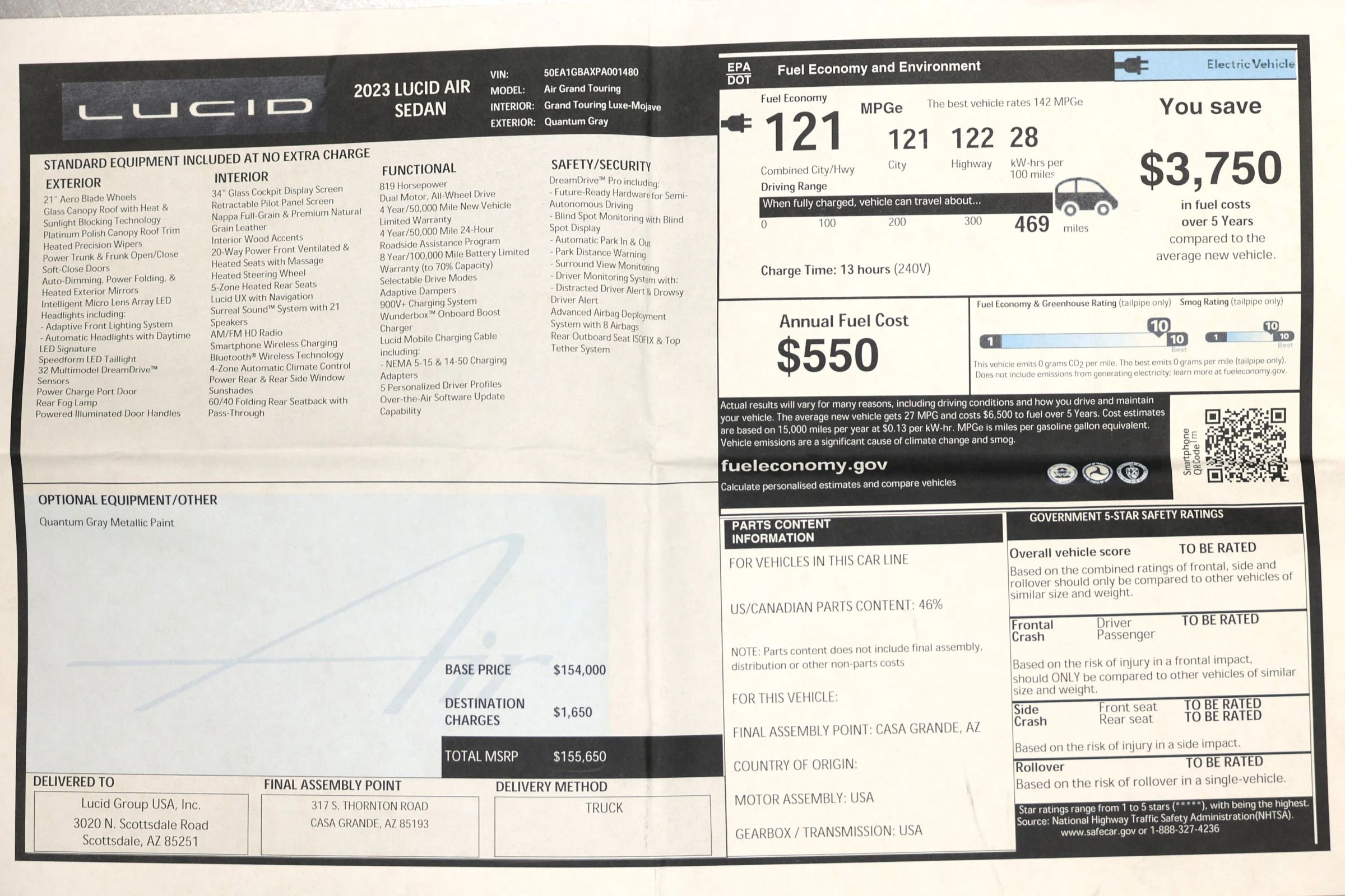 Used 2023 Lucid Air Grand Touring image 6