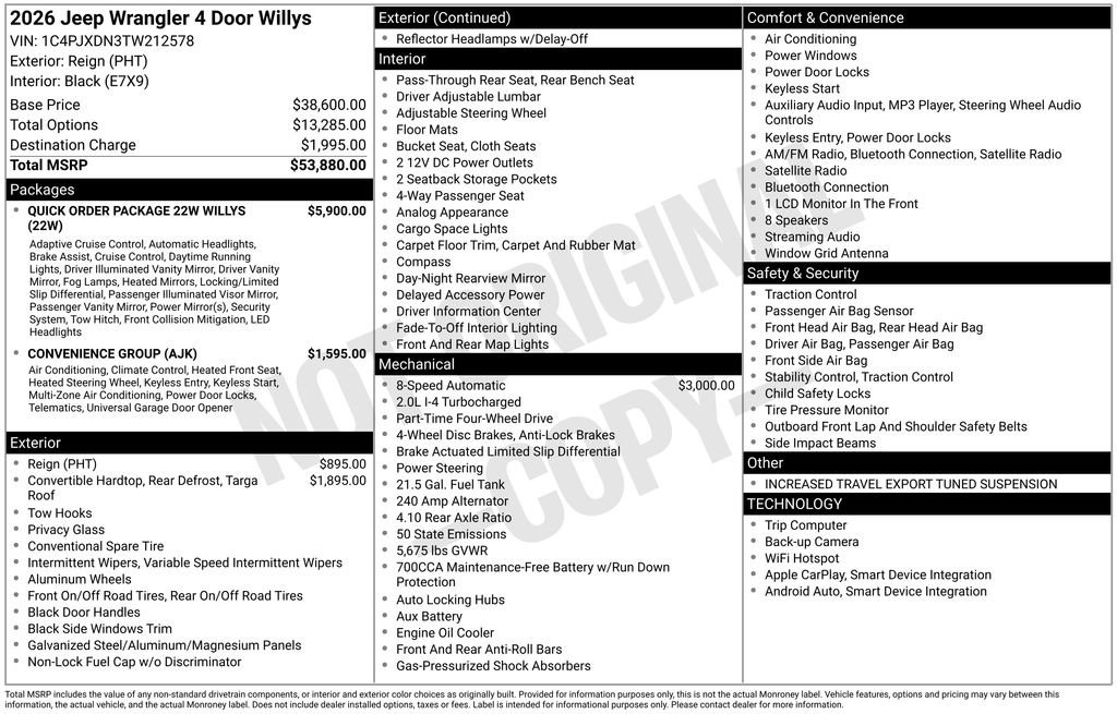 New 2026 Jeep Wrangler Unlimited Sport AWD/4WD image 27