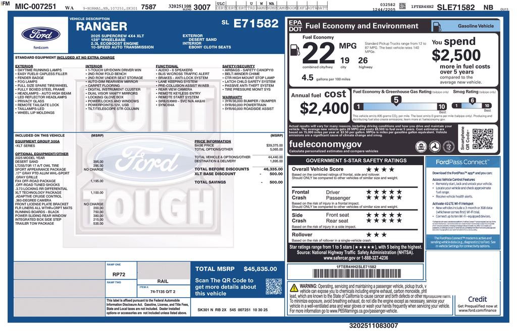 New 2025 Ford Ranger XLT w/ FX4 Off-Road Package AWD/4WD image 40