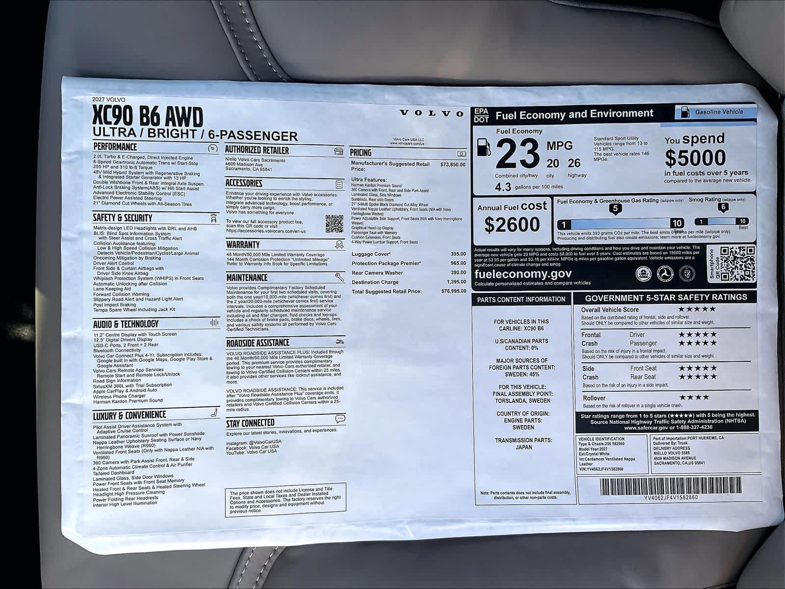 New 2027 Volvo XC90 B6 Ultra AWD/4WD image 37