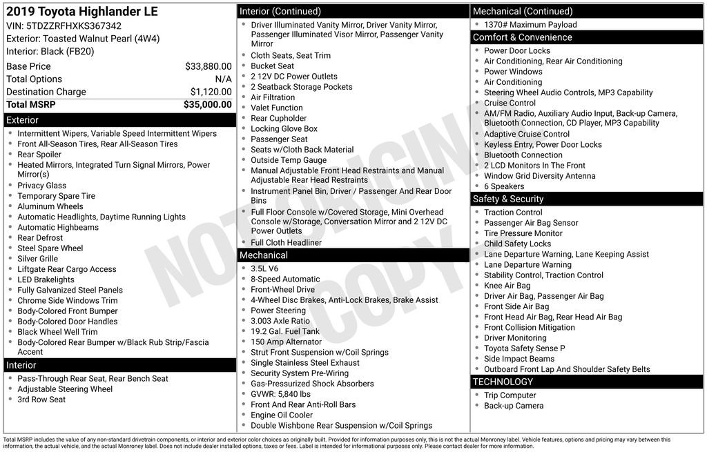 Used 2019 Toyota Highlander LE FWD image 48