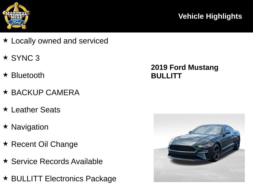 Used 2019 Ford Mustang Bullitt w/ Bullitt Electronics Package RWD image 2