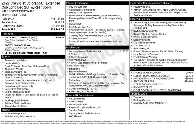 Used 2022 Chevrolet Colorado LT w/ Fleet Safety Package image 38