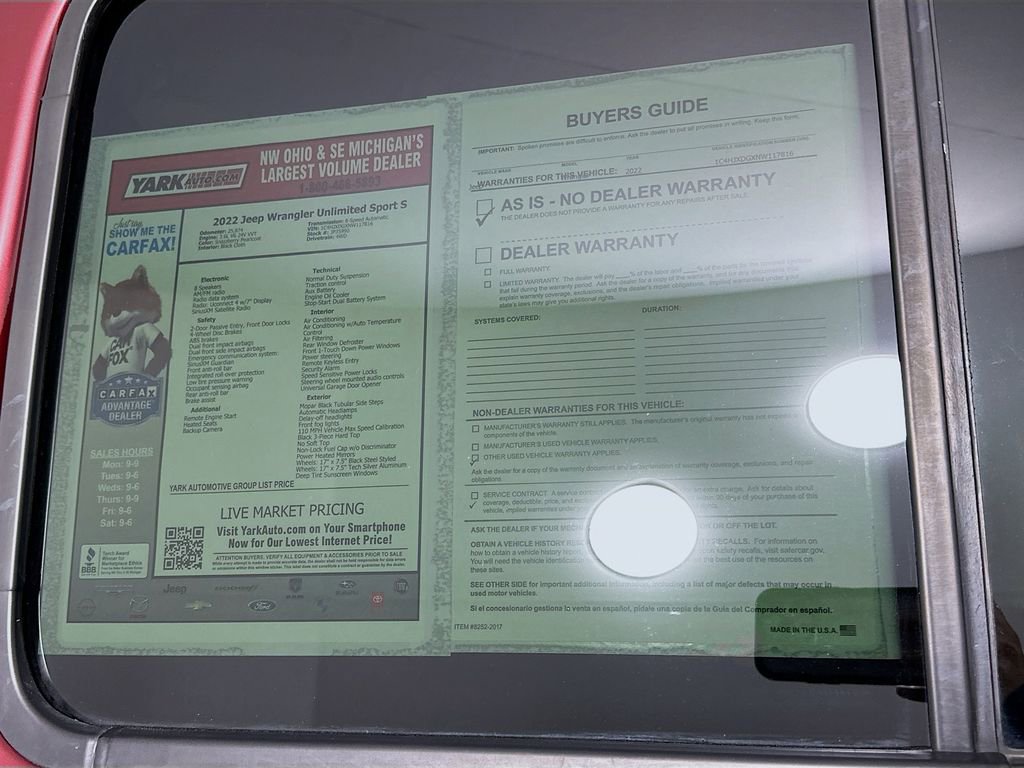 Certified 2022 Jeep Wrangler Unlimited Sport image 16