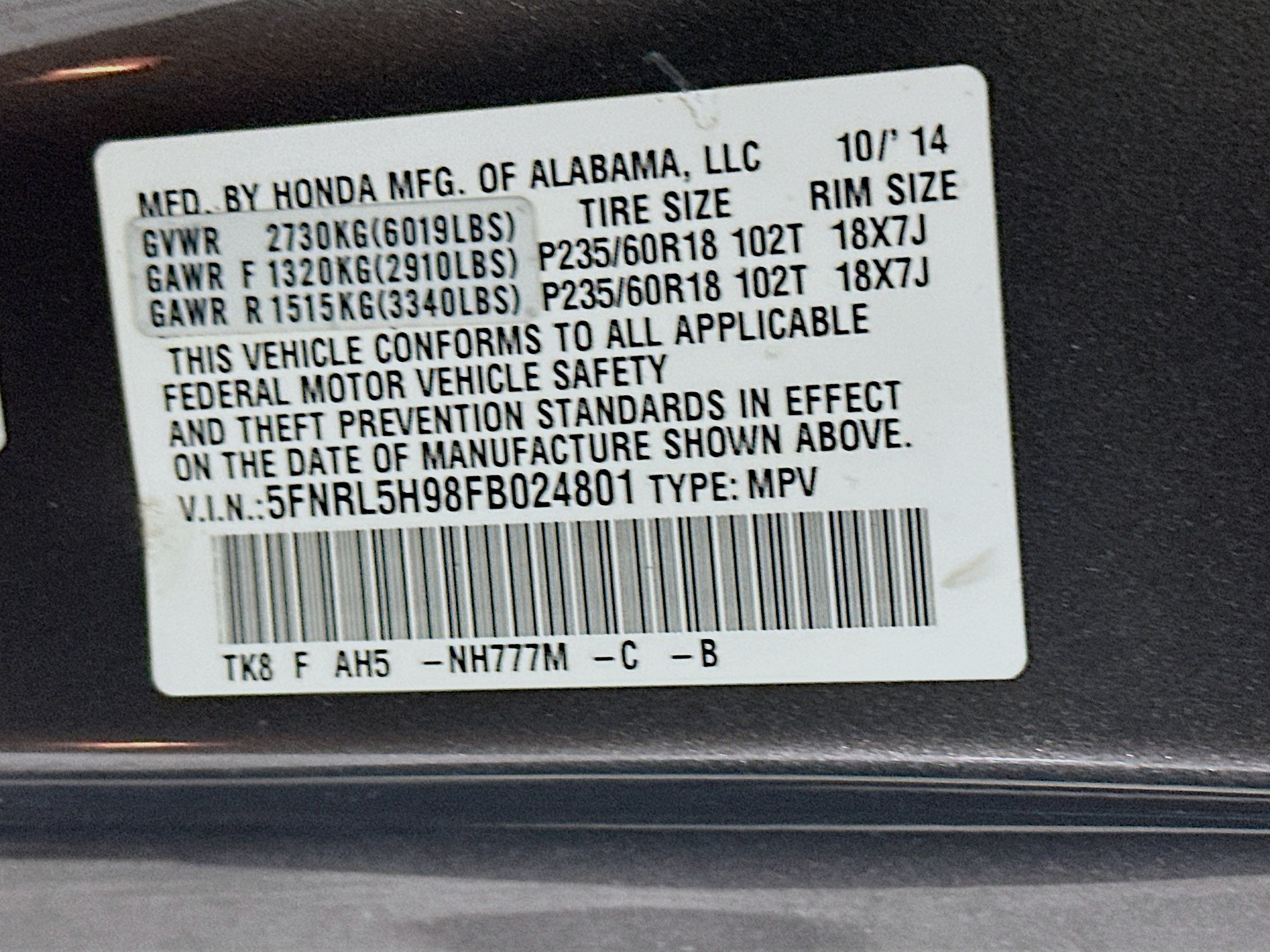 Used 2015 Honda Odyssey Touring image 15