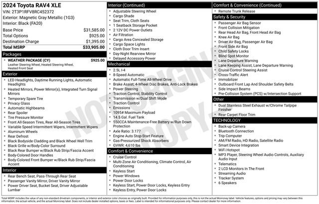 Used 2024 Toyota RAV4 XLE w/ Weather Package AWD/4WD image 34