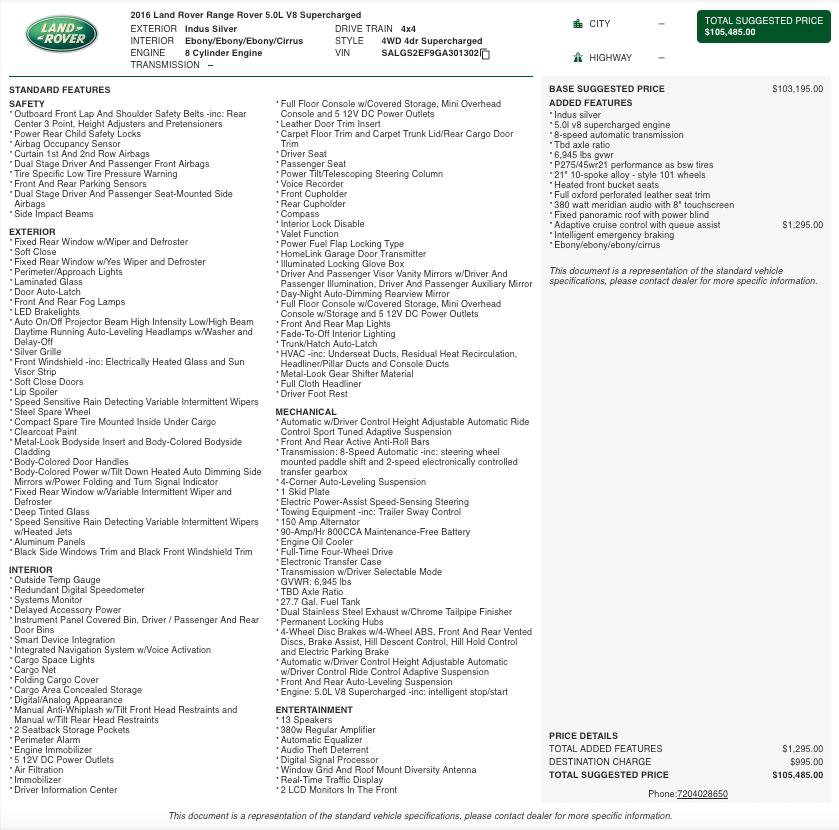 Used 2016 Land Rover Range Rover Supercharged image 2