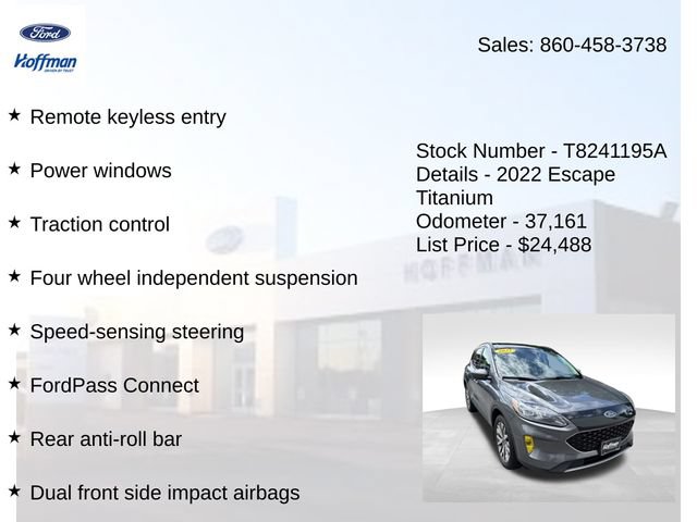 Used 2022 Ford Escape Titanium w/ Class II Trailer Tow Package AWD/4WD image 15