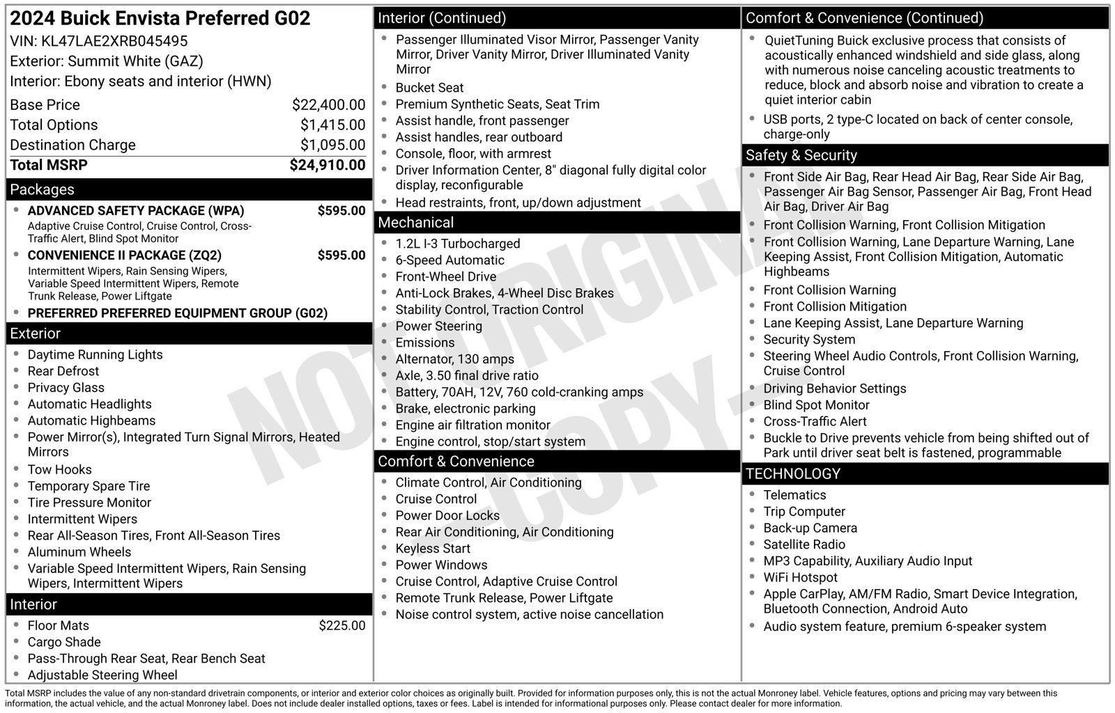 Used 2024 Buick Envista Preferred w/ Convenience II Package FWD image 32